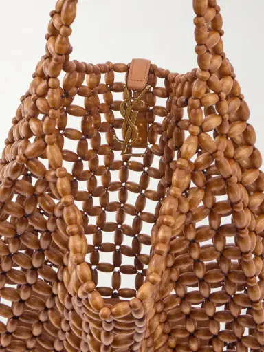 Saint Laurent Le 5 À 7 Large Leather-trimmed Beaded Wood Shoulder Bag | Thumbnail 6 Saint Laurent Le 5 À 7 Large Leather-trimmed Beaded Wood Shoulder Bag | Thumbnail 6