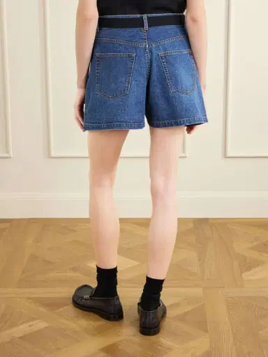 Sacai Belted Wool-trimmed Denim Shorts | Thumbnail 4 Sacai Belted Wool-trimmed Denim Shorts | Thumbnail 4
