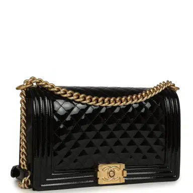 Chanel Chanel Medium Boy Bag Black Patent Antique Gold Hardware | Thumbnail 2 Chanel Chanel Medium Boy Bag Black Patent Antique Gold Hardware | Thumbnail 2