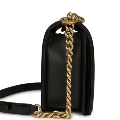 Chanel Chanel Medium Boy Bag Black Patent Antique Gold Hardware | Thumbnail 3 Chanel Chanel Medium Boy Bag Black Patent Antique Gold Hardware | Thumbnail 3