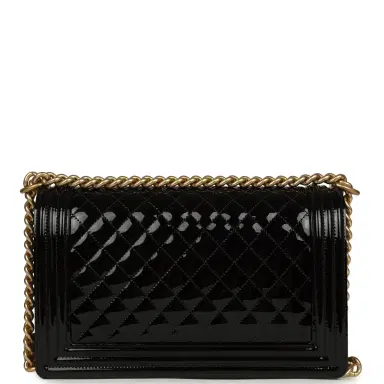 Chanel Chanel Medium Boy Bag Black Patent Antique Gold Hardware | Thumbnail 4 Chanel Chanel Medium Boy Bag Black Patent Antique Gold Hardware | Thumbnail 4