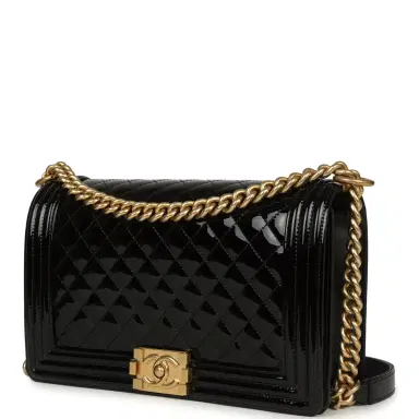 Chanel Chanel Medium Boy Bag Black Patent Antique Gold Hardware | Thumbnail 5 Chanel Chanel Medium Boy Bag Black Patent Antique Gold Hardware | Thumbnail 5