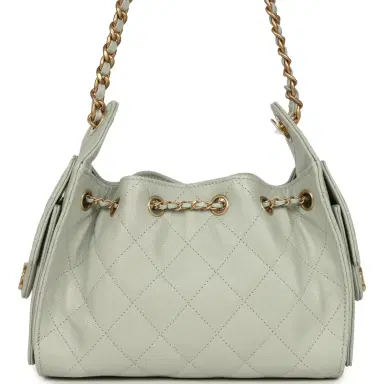 Chanel Chanel Mini 25 Hobo Bag Light Green Caviar Antique Gold Hardware | Thumbnail 4 Chanel Chanel Mini 25 Hobo Bag Light Green Caviar Antique Gold Hardware | Thumbnail 4
