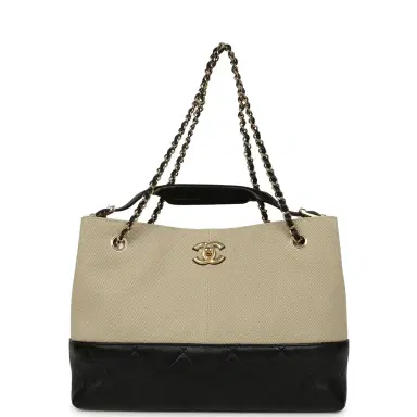 Chanel Chanel Small Coco Base Hobo Bag Beige Canvas and Black Shiny Lambskin Gold Hardware | Thumbnail 7 Chanel Chanel Small Coco Base Hobo Bag Beige Canvas and Black Shiny Lambskin Gold Hardware | Thumbnail 7