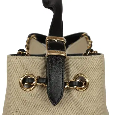 Chanel Chanel Small Coco Base Hobo Bag Beige Canvas and Black Shiny Lambskin Gold Hardware | Thumbnail 8 Chanel Chanel Small Coco Base Hobo Bag Beige Canvas and Black Shiny Lambskin Gold Hardware | Thumbnail 8