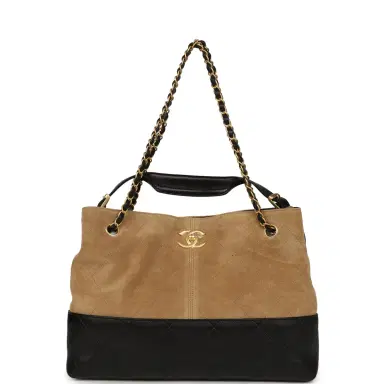 Chanel Chanel Small Coco Base Hobo Bag Brown Suede and Black Shiny Lambskin Brushed Gold Hardware | Thumbnail 7 Chanel Chanel Small Coco Base Hobo Bag Brown Suede and Black Shiny Lambskin Brushed Gold Hardware | Thumbnail 7
