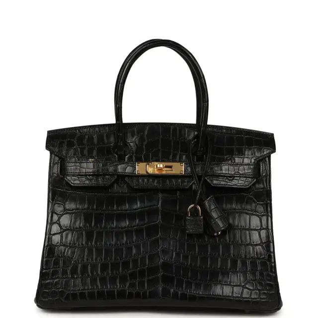 Hermes Birkin 30 Black Matte Niloticus Crocodile Gold Hardware Hermes Birkin 30 Black Matte Niloticus Crocodile Gold Hardware