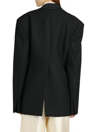 Bottega Veneta Women's Intrecciato Lapel Wool-Mohair-Blend Blazer - Double Black - Size 10 | Thumbnail 5 Bottega Veneta Women's Intrecciato Lapel Wool-Mohair-Blend Blazer - Double Black - Size 10 | Thumbnail 5