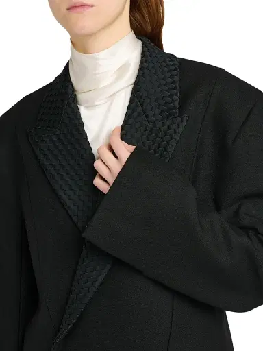 Bottega Veneta Women's Intrecciato Lapel Wool-Mohair-Blend Blazer - Double Black - Size 10 | Thumbnail 6 Bottega Veneta Women's Intrecciato Lapel Wool-Mohair-Blend Blazer - Double Black - Size 10 | Thumbnail 6