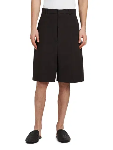 Bottega Veneta Men's Gabardine Cotton Shorts - Dark Carrubo | Thumbnail 3 Bottega Veneta Men's Gabardine Cotton Shorts - Dark Carrubo | Thumbnail 3