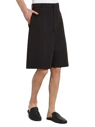 Bottega Veneta Men's Gabardine Cotton Shorts - Dark Carrubo | Thumbnail 4 Bottega Veneta Men's Gabardine Cotton Shorts - Dark Carrubo | Thumbnail 4