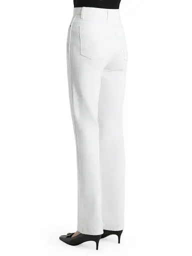 Khaite Women's Danielle Mid-Rise Straight-Leg Jeans - White | Thumbnail 4 Khaite Women's Danielle Mid-Rise Straight-Leg Jeans - White | Thumbnail 4