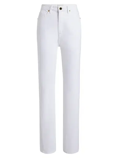 Khaite Women's Danielle Mid-Rise Straight-Leg Jeans - White | Thumbnail 1 Khaite Women's Danielle Mid-Rise Straight-Leg Jeans - White | Thumbnail 1