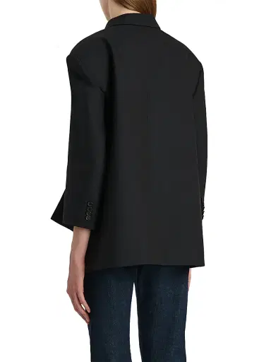 Khaite Women's Palto Wool-Silk Asymmetric Jacket - Black | Thumbnail 4 Khaite Women's Palto Wool-Silk Asymmetric Jacket - Black | Thumbnail 4