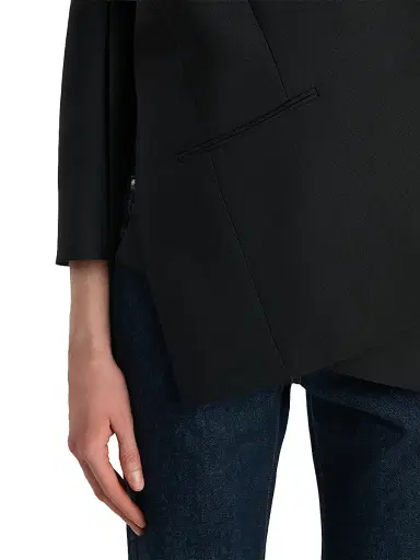 Khaite Women's Palto Wool-Silk Asymmetric Jacket - Black | Thumbnail 5 Khaite Women's Palto Wool-Silk Asymmetric Jacket - Black | Thumbnail 5