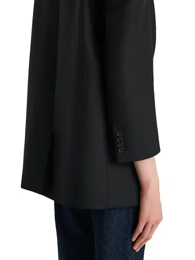 Khaite Women's Palto Wool-Silk Asymmetric Jacket - Black | Thumbnail 6 Khaite Women's Palto Wool-Silk Asymmetric Jacket - Black | Thumbnail 6