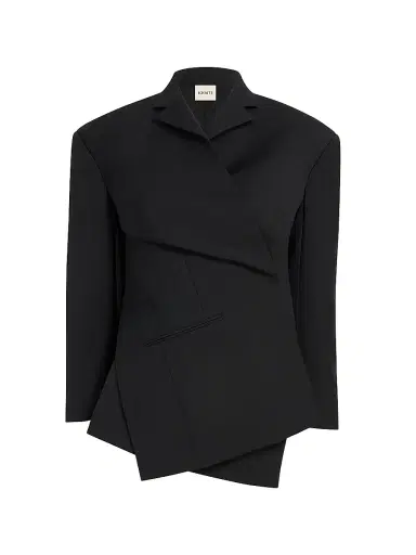 Khaite Women's Palto Wool-Silk Asymmetric Jacket - Black | Thumbnail 1 Khaite Women's Palto Wool-Silk Asymmetric Jacket - Black | Thumbnail 1