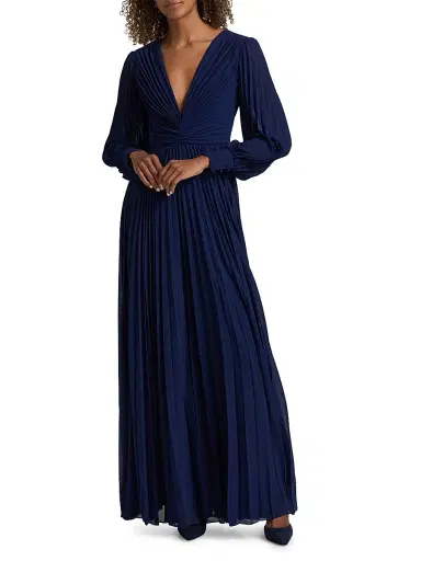 BADGLEY MISCHKA Women's Sunburst Pleated A-Line Gown | Thumbnail 2 BADGLEY MISCHKA Women's Sunburst Pleated A-Line Gown | Thumbnail 2