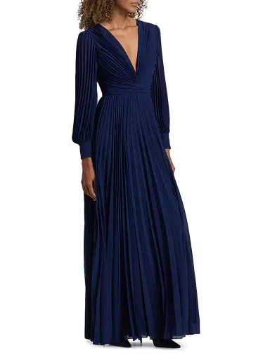 BADGLEY MISCHKA Women's Sunburst Pleated A-Line Gown | Thumbnail 4 BADGLEY MISCHKA Women's Sunburst Pleated A-Line Gown | Thumbnail 4