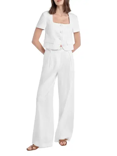 Favorite Daughter Women's The Miranda Pleated Linen-Blend Wide-Leg Pants - White - Size 12 | Thumbnail 2 Favorite Daughter Women's The Miranda Pleated Linen-Blend Wide-Leg Pants - White - Size 12 | Thumbnail 2