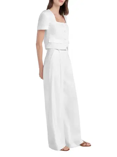 Favorite Daughter Women's The Miranda Pleated Linen-Blend Wide-Leg Pants - White - Size 12 | Thumbnail 3 Favorite Daughter Women's The Miranda Pleated Linen-Blend Wide-Leg Pants - White - Size 12 | Thumbnail 3