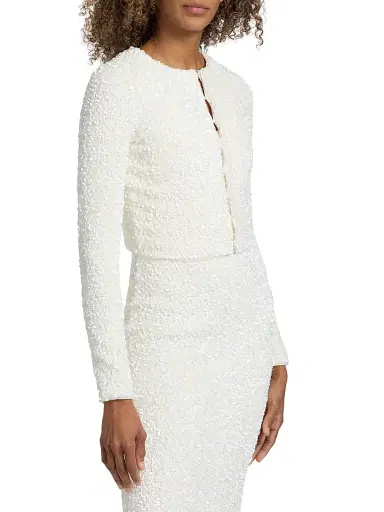 Adam Lippes Women's Raya Sequined Knit Crop Cardigan - | Thumbnail 4 Adam Lippes Women's Raya Sequined Knit Crop Cardigan - | Thumbnail 4