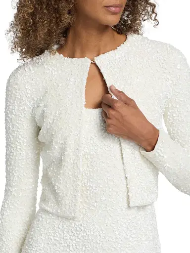 Adam Lippes Women's Raya Sequined Knit Crop Cardigan - | Thumbnail 6 Adam Lippes Women's Raya Sequined Knit Crop Cardigan - | Thumbnail 6