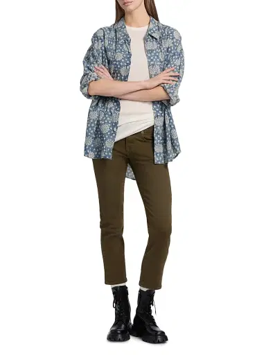 R13 Women's Pintuck Linen Printed Shirt | Thumbnail 2 R13 Women's Pintuck Linen Printed Shirt | Thumbnail 2