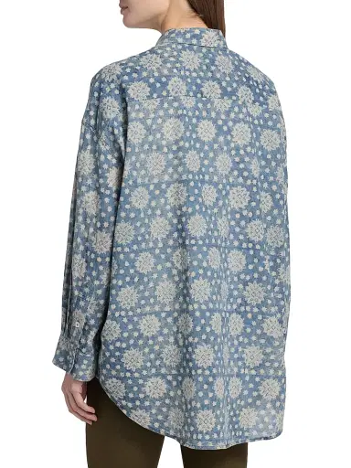 R13 Women's Pintuck Linen Printed Shirt | Thumbnail 5 R13 Women's Pintuck Linen Printed Shirt | Thumbnail 5