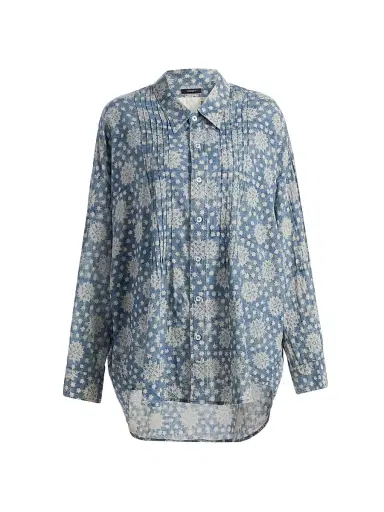 R13 Women's Pintuck Linen Printed Shirt | Thumbnail 1 R13 Women's Pintuck Linen Printed Shirt | Thumbnail 1