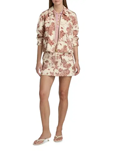 Cara Cara Women's Wayne Floral Denim Miniskirt - Tossed Floral Ginger - Size 12 | Thumbnail 2 Cara Cara Women's Wayne Floral Denim Miniskirt - Tossed Floral Ginger - Size 12 | Thumbnail 2
