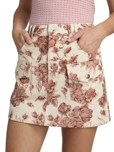 Cara Cara Women's Wayne Floral Denim Miniskirt - Tossed Floral Ginger - Size 12 | Thumbnail 6 Cara Cara Women's Wayne Floral Denim Miniskirt - Tossed Floral Ginger - Size 12 | Thumbnail 6