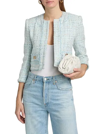Generation Love Women's Salvador Tweed Blazer - Aqua Melange | Thumbnail 3 Generation Love Women's Salvador Tweed Blazer - Aqua Melange | Thumbnail 3