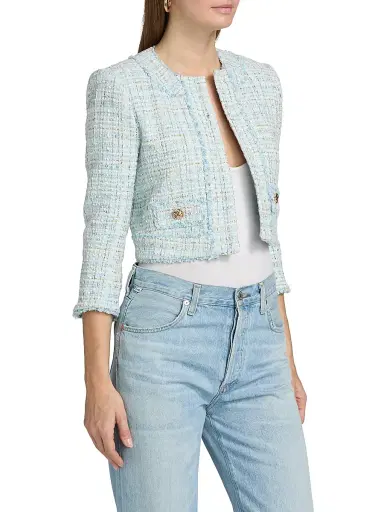 Generation Love Women's Salvador Tweed Blazer - Aqua Melange | Thumbnail 4 Generation Love Women's Salvador Tweed Blazer - Aqua Melange | Thumbnail 4