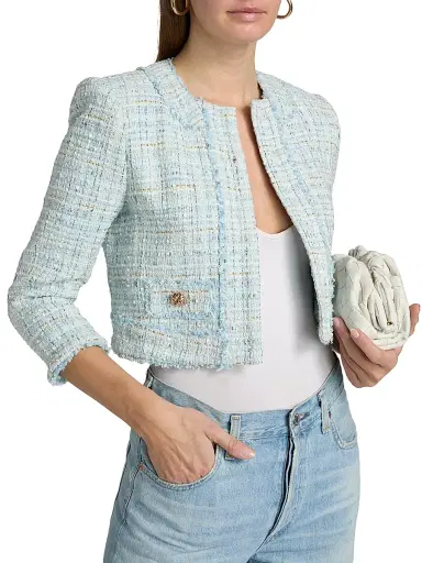 Generation Love Women's Salvador Tweed Blazer - Aqua Melange | Thumbnail 6 Generation Love Women's Salvador Tweed Blazer - Aqua Melange | Thumbnail 6