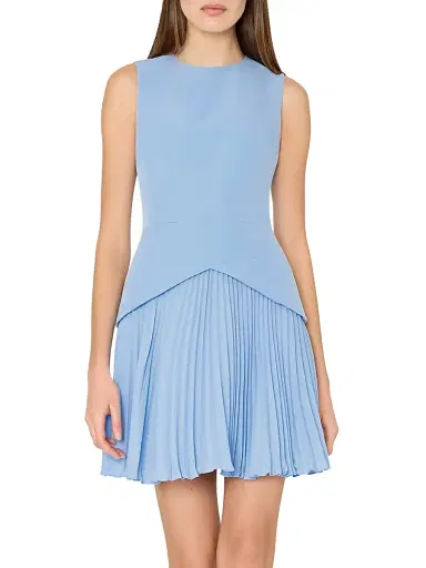 Milly Women's Haddy Pleated Minidress - Blue | Thumbnail 4 Milly Women's Haddy Pleated Minidress - Blue | Thumbnail 4