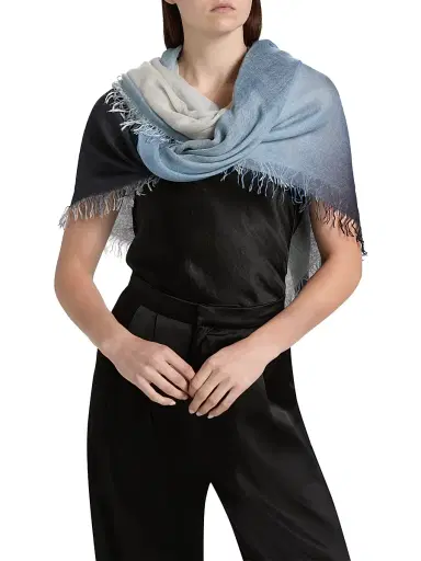 Faliero Sarti Women's Heritage Enrichetta Ombré Cashmere-Blend Scarf - Grey Blue Ombre | Thumbnail 2 Faliero Sarti Women's Heritage Enrichetta Ombré Cashmere-Blend Scarf - Grey Blue Ombre | Thumbnail 2