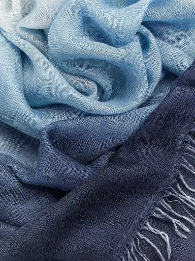 Faliero Sarti Women's Heritage Enrichetta Ombré Cashmere-Blend Scarf - Grey Blue Ombre | Thumbnail 3 Faliero Sarti Women's Heritage Enrichetta Ombré Cashmere-Blend Scarf - Grey Blue Ombre | Thumbnail 3