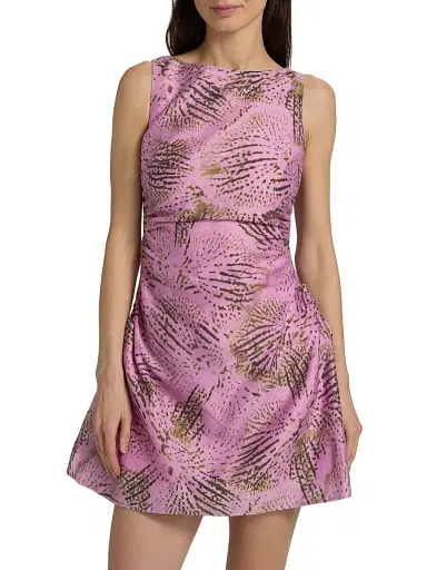 Amur Women's Waverlyn Ruched Minidress - Cellular Bloom - Size 8 | Thumbnail 3 Amur Women's Waverlyn Ruched Minidress - Cellular Bloom - Size 8 | Thumbnail 3