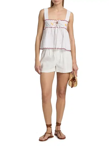 Ciao Lucia Women's Ander Embroidered Cotton-Linen Top - White | Thumbnail 2 Ciao Lucia Women's Ander Embroidered Cotton-Linen Top - White | Thumbnail 2
