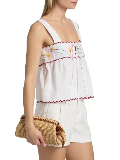 Ciao Lucia Women's Ander Embroidered Cotton-Linen Top - White | Thumbnail 4 Ciao Lucia Women's Ander Embroidered Cotton-Linen Top - White | Thumbnail 4