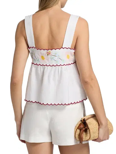 Ciao Lucia Women's Ander Embroidered Cotton-Linen Top - White | Thumbnail 5 Ciao Lucia Women's Ander Embroidered Cotton-Linen Top - White | Thumbnail 5