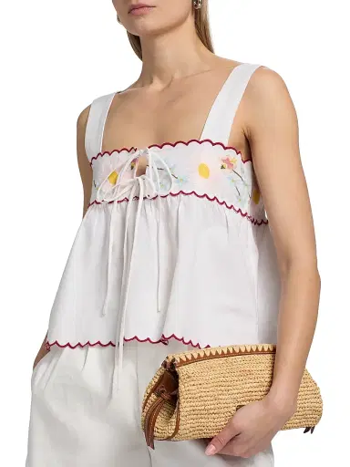 Ciao Lucia Women's Ander Embroidered Cotton-Linen Top - White | Thumbnail 6 Ciao Lucia Women's Ander Embroidered Cotton-Linen Top - White | Thumbnail 6