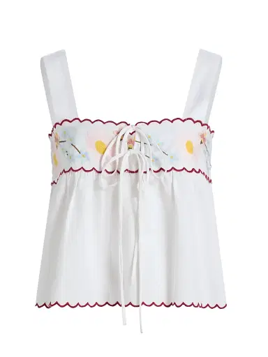 Ciao Lucia Women's Ander Embroidered Cotton-Linen Top - White | Thumbnail 1 Ciao Lucia Women's Ander Embroidered Cotton-Linen Top - White | Thumbnail 1