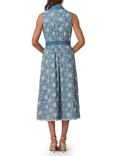 Shoshanna Women's Kendra Sleeveless Midi-Shirtdress - Chambray Ivory - Size 10 | Thumbnail 3 Shoshanna Women's Kendra Sleeveless Midi-Shirtdress - Chambray Ivory - Size 10 | Thumbnail 3