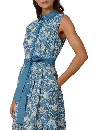 Shoshanna Women's Kendra Sleeveless Midi-Shirtdress | Thumbnail 4 Shoshanna Women's Kendra Sleeveless Midi-Shirtdress | Thumbnail 4