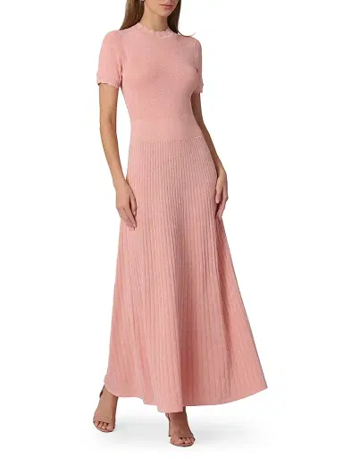 Shoshanna Women's Darby Glittery Maxi Sweaterdress - Soft Peach | Thumbnail 2 Shoshanna Women's Darby Glittery Maxi Sweaterdress - Soft Peach | Thumbnail 2