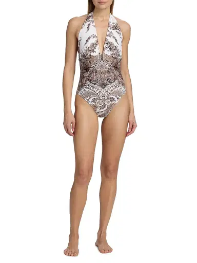 Kobi Halperin Women's Elise Paisley Halterneck One-Piece Swimsuit - Natural Multi - Size XL | Thumbnail 2 Kobi Halperin Women's Elise Paisley Halterneck One-Piece Swimsuit - Natural Multi - Size XL | Thumbnail 2