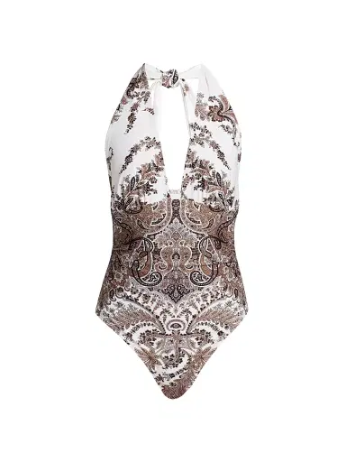 Kobi Halperin Women's Elise Paisley Halterneck One-Piece Swimsuit - Natural Multi - Size XL | Thumbnail 1 Kobi Halperin Women's Elise Paisley Halterneck One-Piece Swimsuit - Natural Multi - Size XL | Thumbnail 1