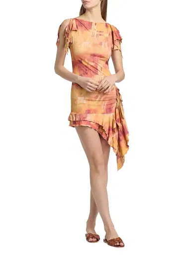 Isabel Marant Women's Janick Printed Asymmetric Minidress - Orange - Size 10 | Thumbnail 3 Isabel Marant Women's Janick Printed Asymmetric Minidress - Orange - Size 10 | Thumbnail 3